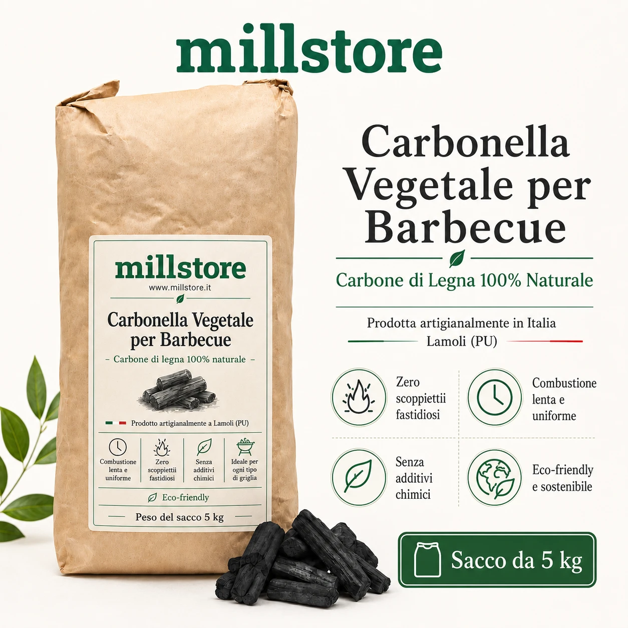 Carbonella per Barbecue Vegetale prodotta artigianalmente - Immagine 2