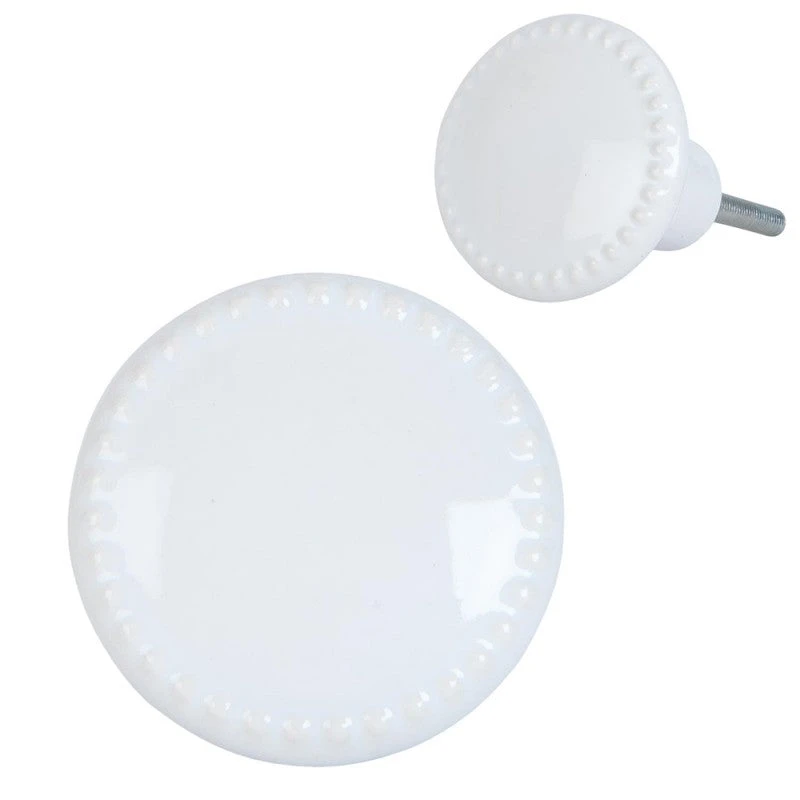Pomello in ceramica rotondo bianco cm.4 - Immagine 1