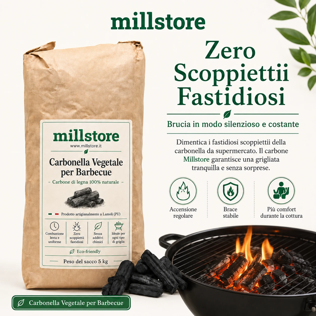 Carbonella per Barbecue Vegetale prodotta artigianalmente - Immagine 3