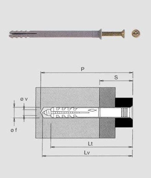 Fischer TASSELLO IN NYLON CON VITE - Modello  N6 - 35 - Confezione Pz.100 - Immagine 1