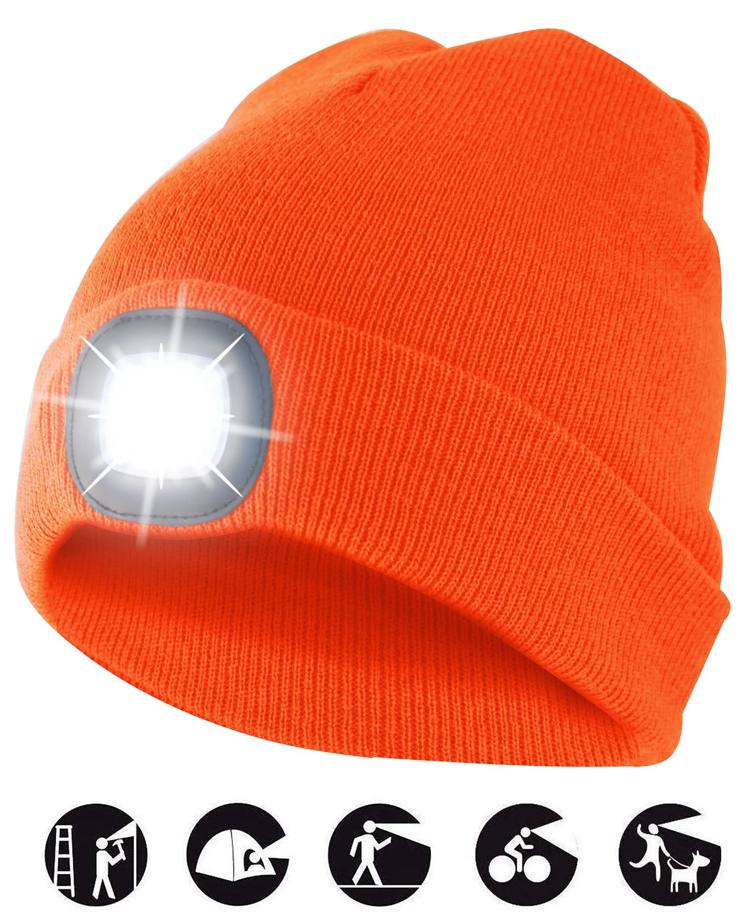 Cappellino arancio con led frontale - Immagine 1