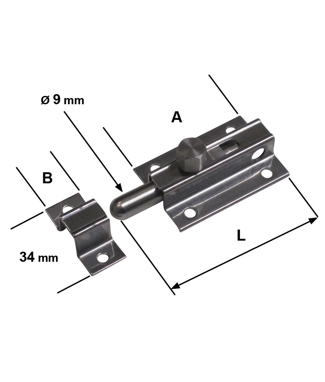 Catenaccio con portalucchetto asta tonda – Inox - Immagine 1