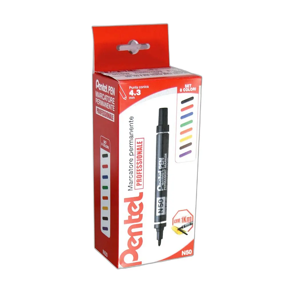 Marcatore permanente pentel pen n50 - 8 pezzi - Immagine 1