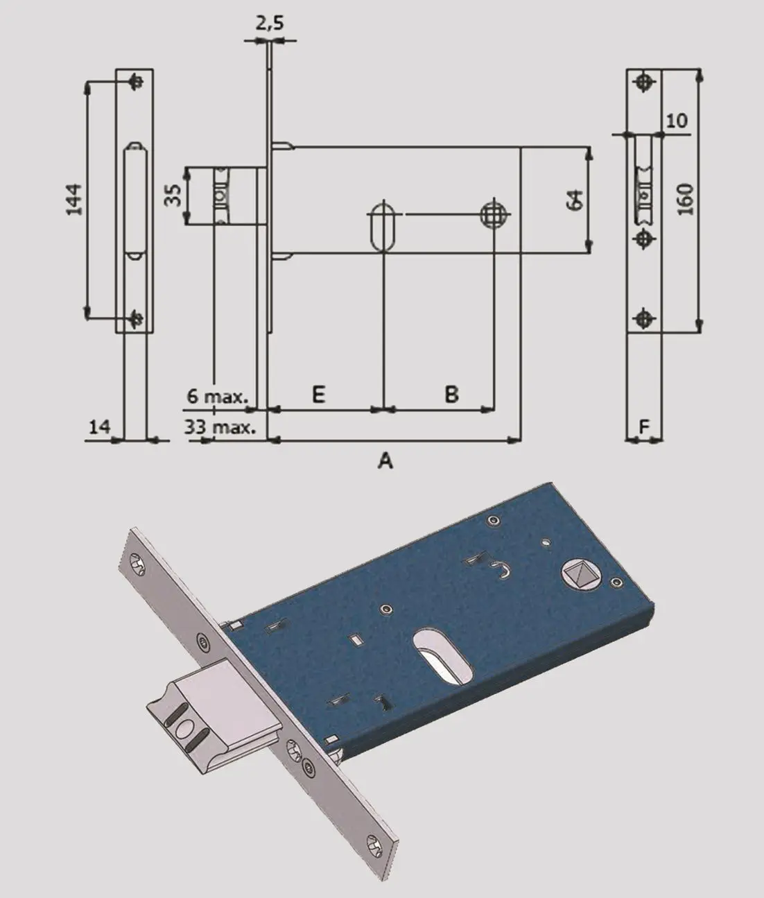Serratura omec da infilare a.380 - a.780 - a.880 - Immagine 1