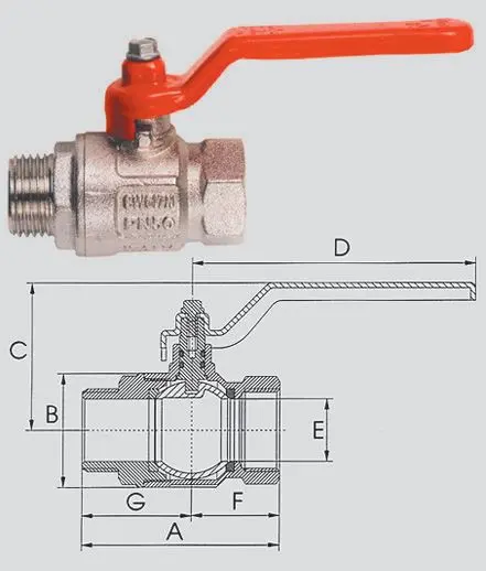 Valvola a sfera ideal a passaggio totale a.91 – Dim. 2" × A 122 × B 84 - Immagine 1