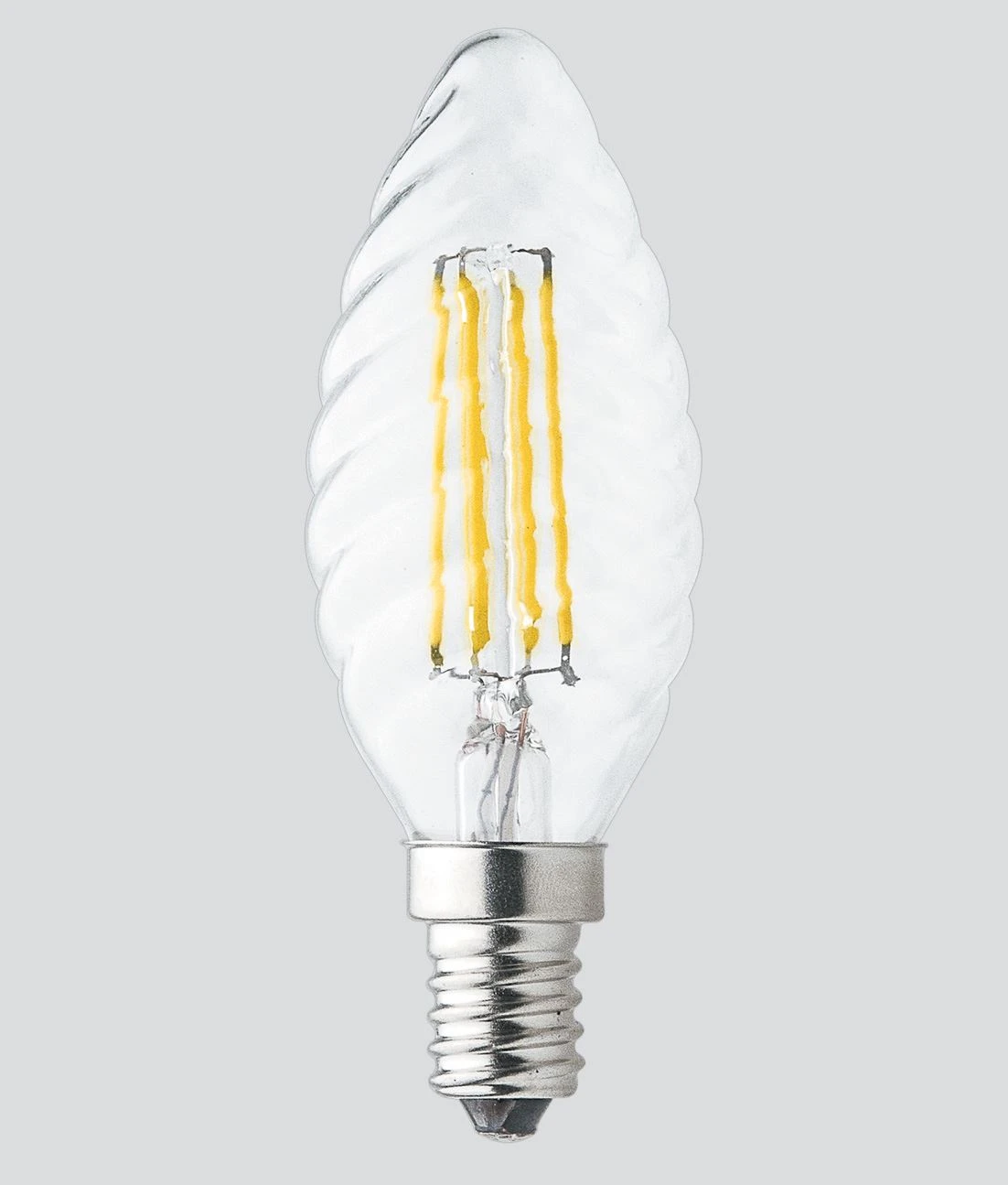Lampada vetro trasparente led tortiglione   e14  4w luce calda - Immagine 1