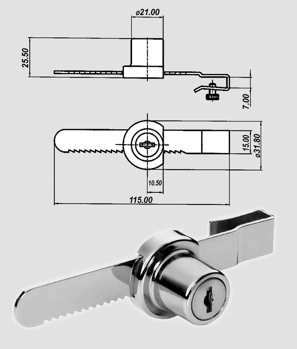 Serratura a cremagliera per cristalli meroni a.2910/bis - Immagine 1