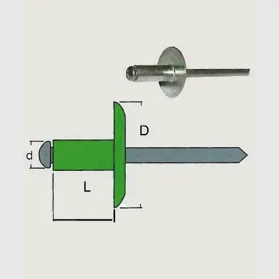 Rivetto in lega di alluminio testa tonda larga - Immagine 1