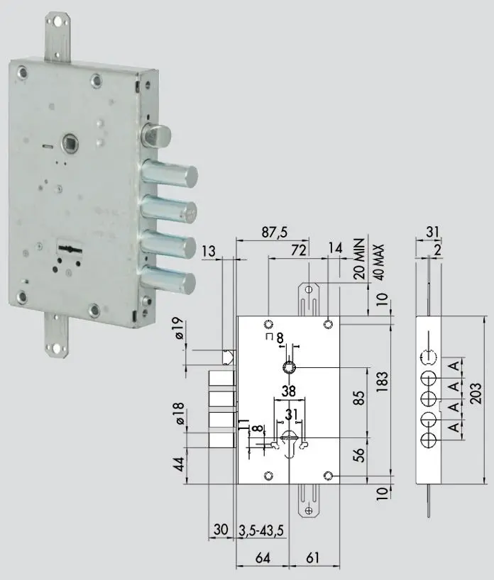 Serratura da applicare ricifrabile a doppia mappa cisa 57665 - Immagine 1