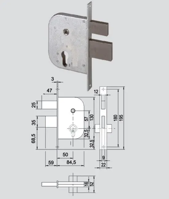 Serratura da infilare per cancello cisa 42512 - Immagine 1