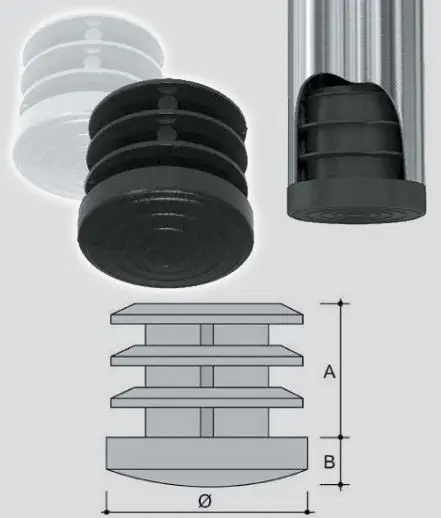 Gommino alettato in pe per interno – Ø 50 mm × Colore nero × A 22 (cf. 50 pz) - Immagine 1