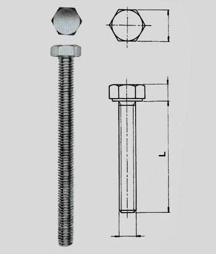 Vite acciaio testa esagonale gambo tutto filetto - Immagine 1