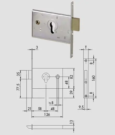 Serratura da infilare a cilindro per fasce cisa 44140 - Immagine 1