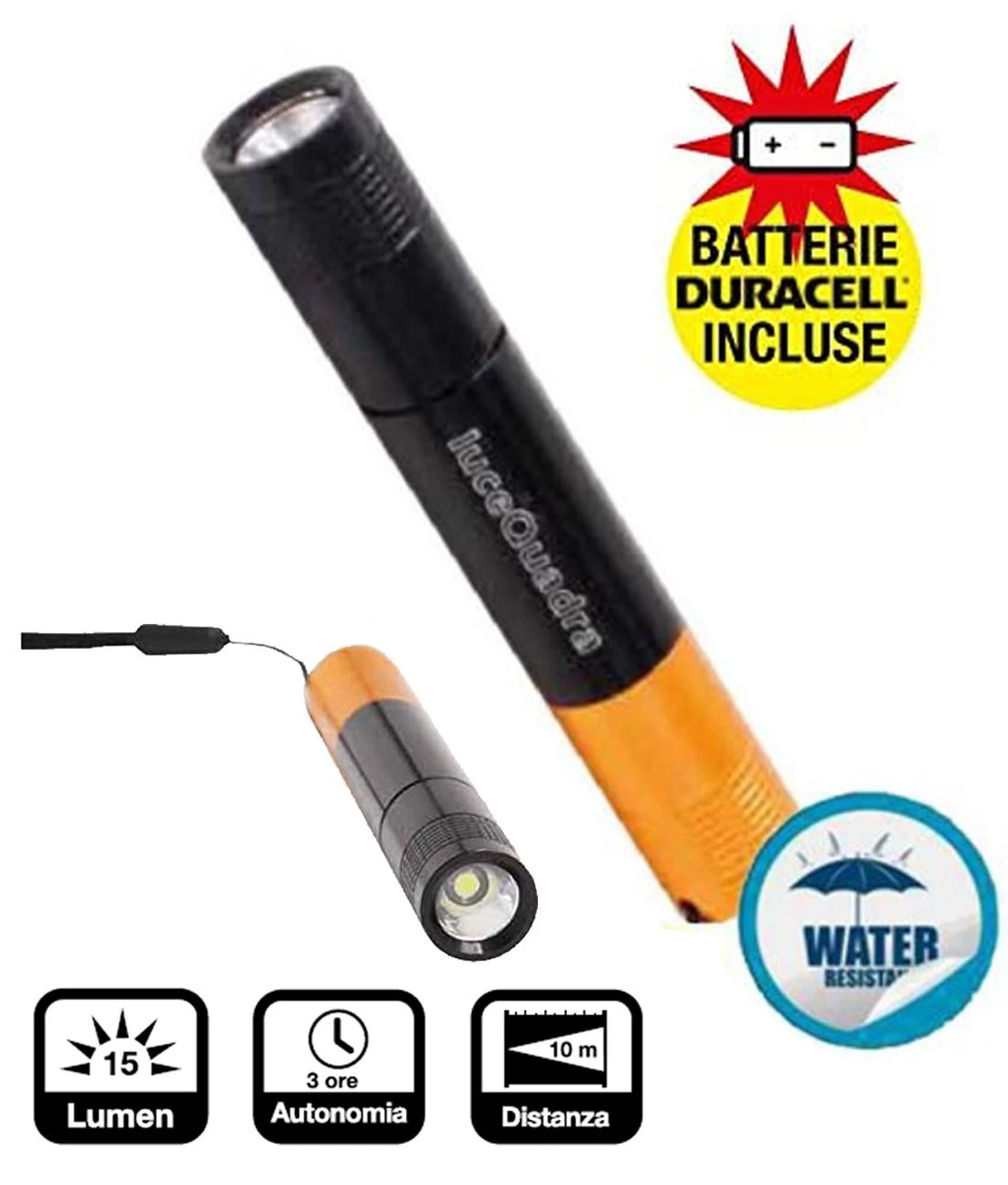 Torcia alluminio nero led slim 0,5w - Immagine 1