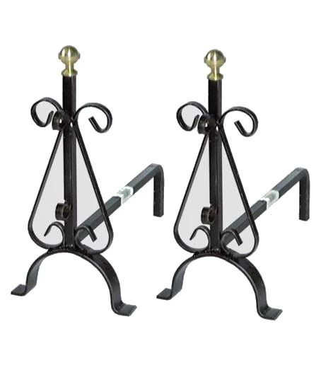 Alari con pomo in ottone