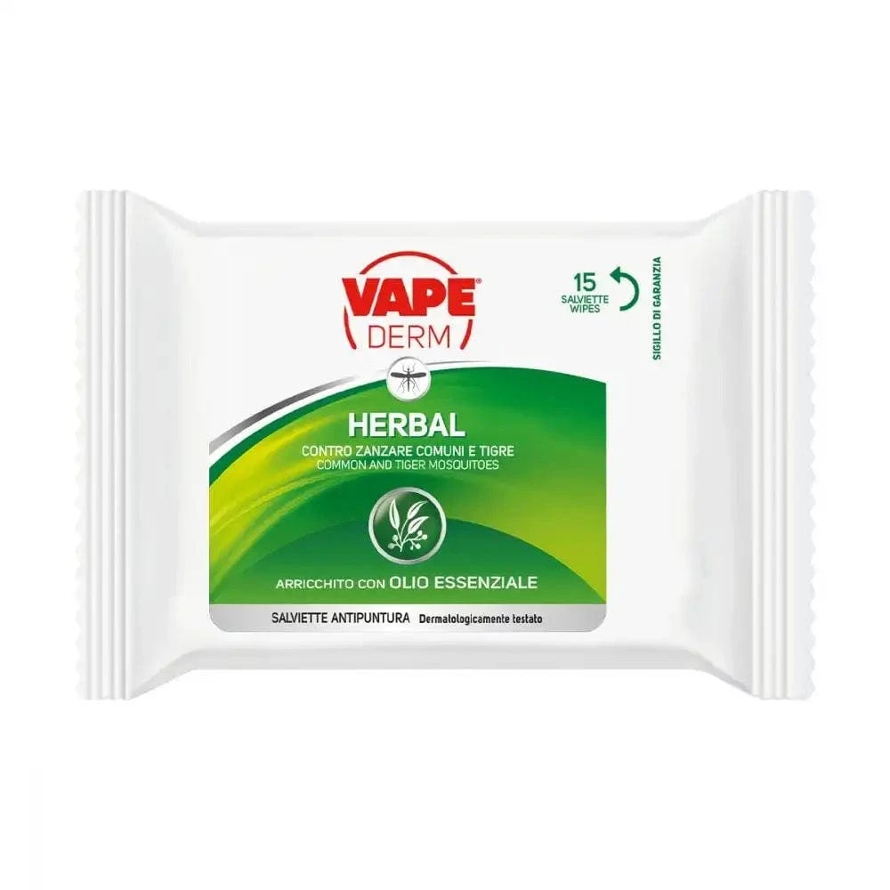 15 Salviette Antipuntura zanzare alla Citronella - Vape Derm Herbal