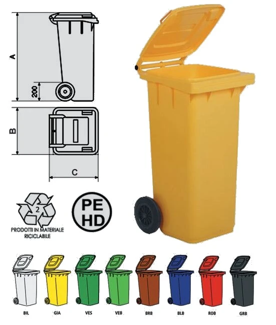Bidone lt.120 per raccolta differenziata 3s