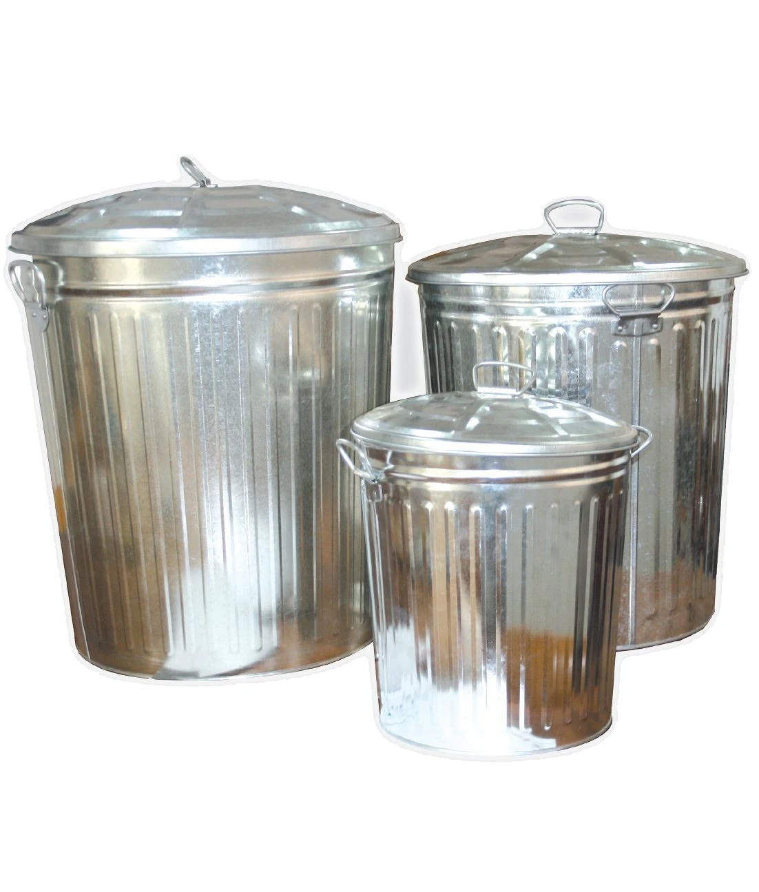 Bidone zincato con coperchio