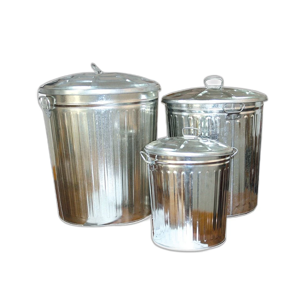 Bidone zincato con coperchio