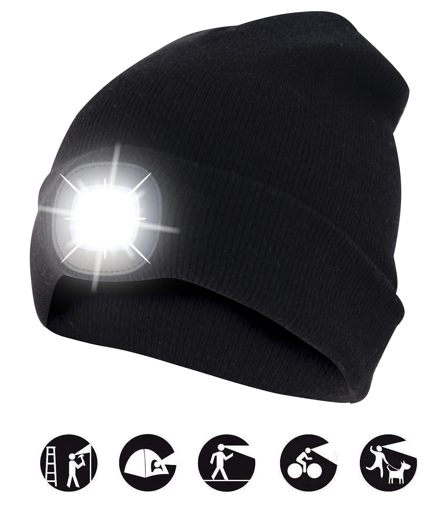 Cappellino nero con led frontale
