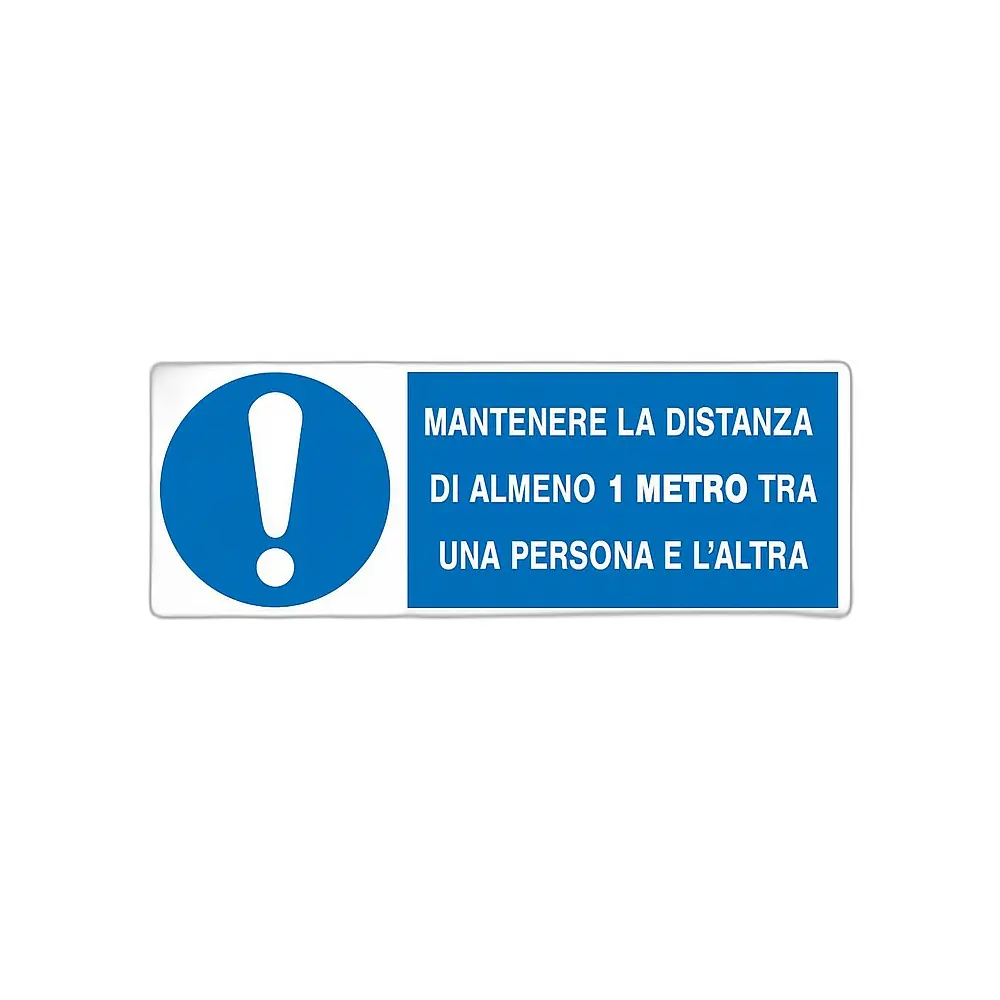 Cartello mantenere la distanza di sicurezza di almeno 1 metro tra una persona e l'altra