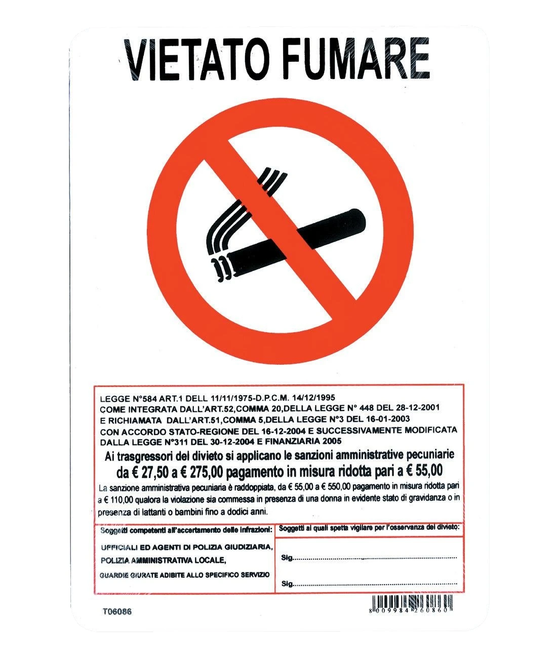 Cartello "vietato fumare"