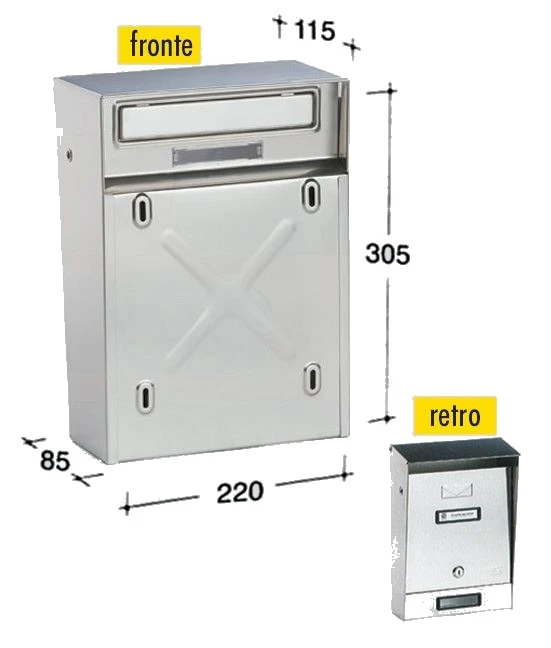 Cassetta posta inox 18/10 con tetto fisso silmec