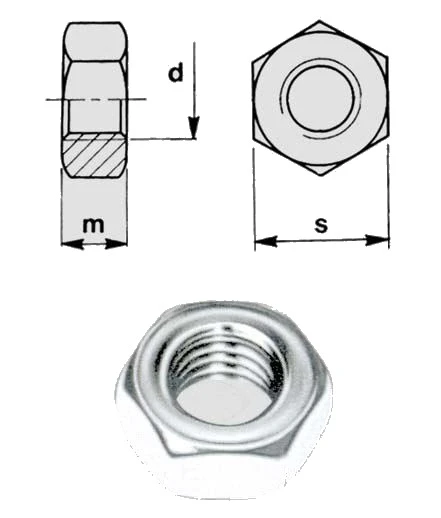 Dado esagonale ferro zincato uni 5588 din 934