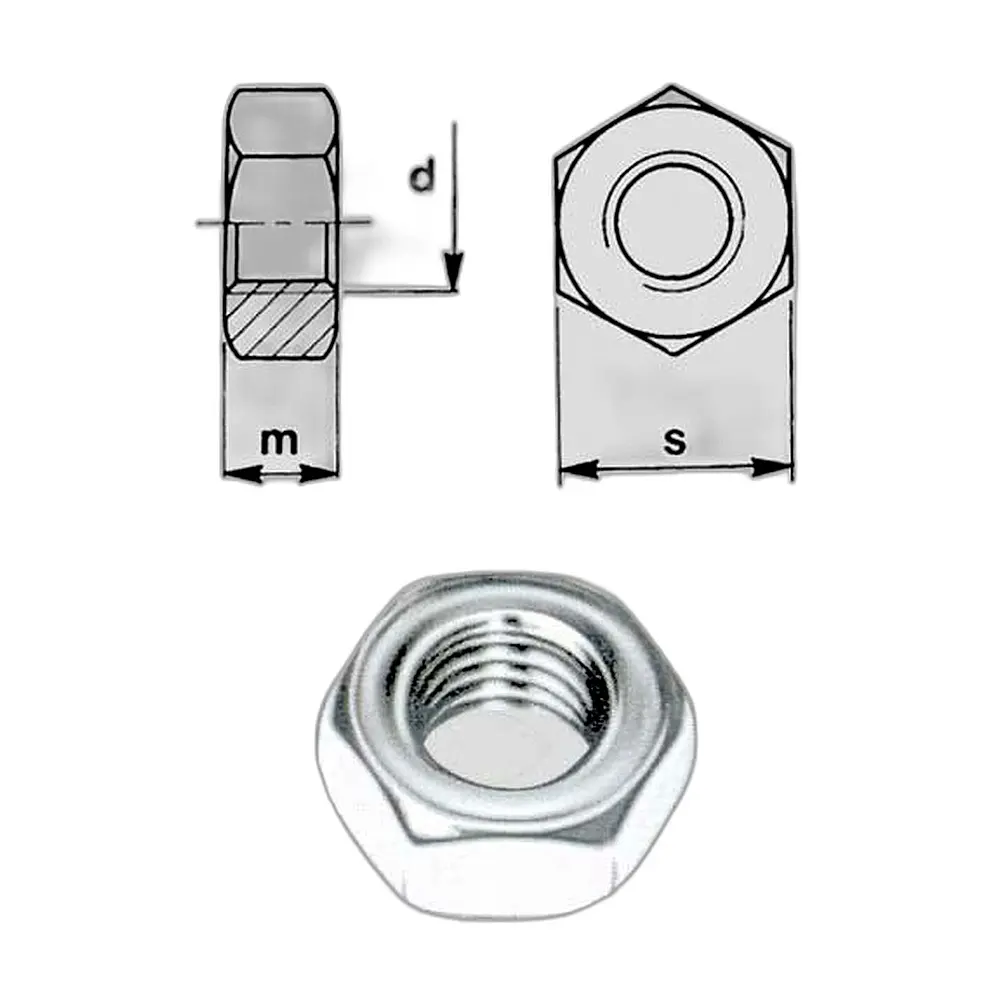 Dado esagonale ferro zincato uni 5588 din 934