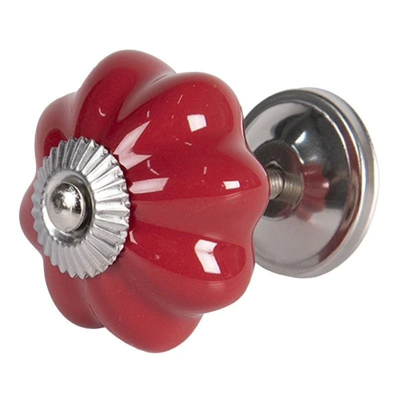 Pomello per porta rotondo in ceramica rosso cm.4