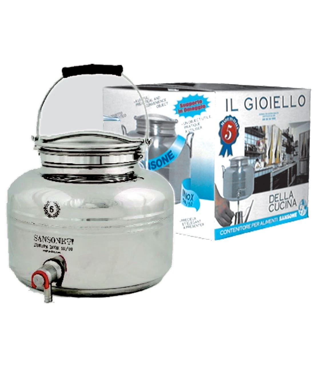 Fusto olio inox 18/10 con manico ad arco sansone modello europa saldato tig