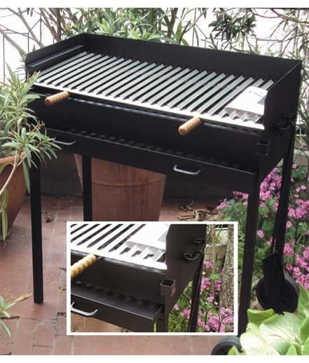 Gratella inox a 2 manici di legno