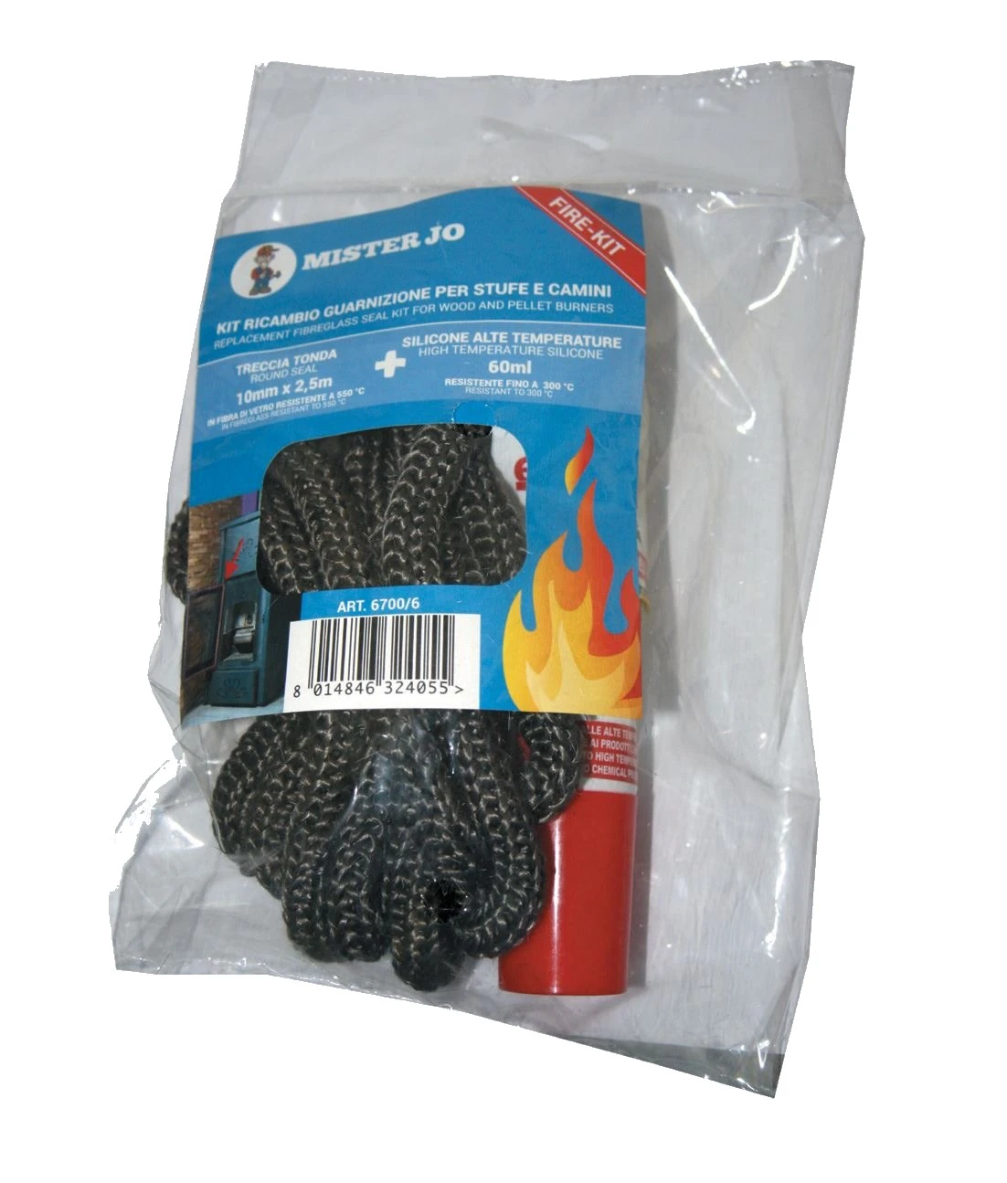 Kit guarnizione stufe in fibra di vetro