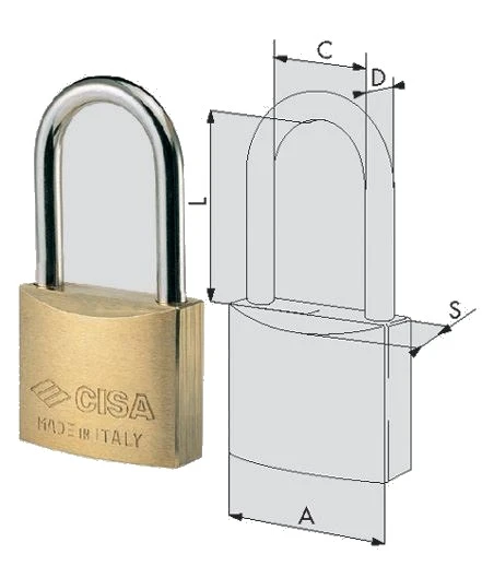 Lucchetto in ottone arco lungo cisa 22011