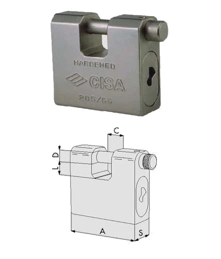 Lucchetto rettangolare in acciaio top cisa 28550