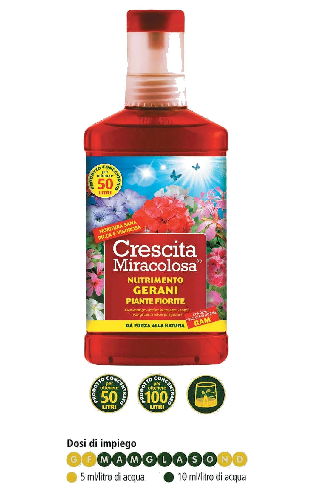 Nutrimento crescita miracolosa gerani e piante fiorite