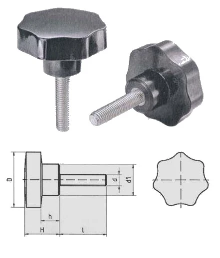 Pomolo bachelite 7 lobi maschio con perno