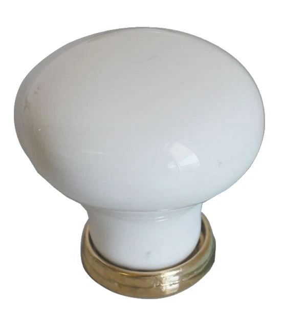Pomolo tondo ceramica – Bi/Or Bianco Mm 25