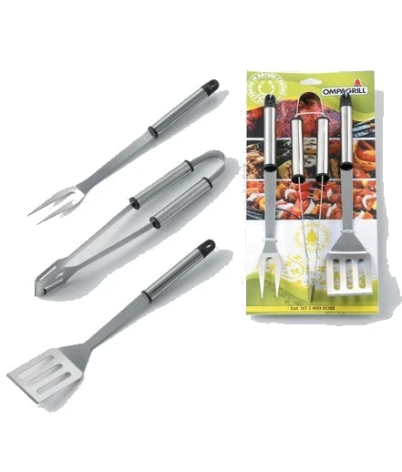 Set inox 3 pezzi per barbecue