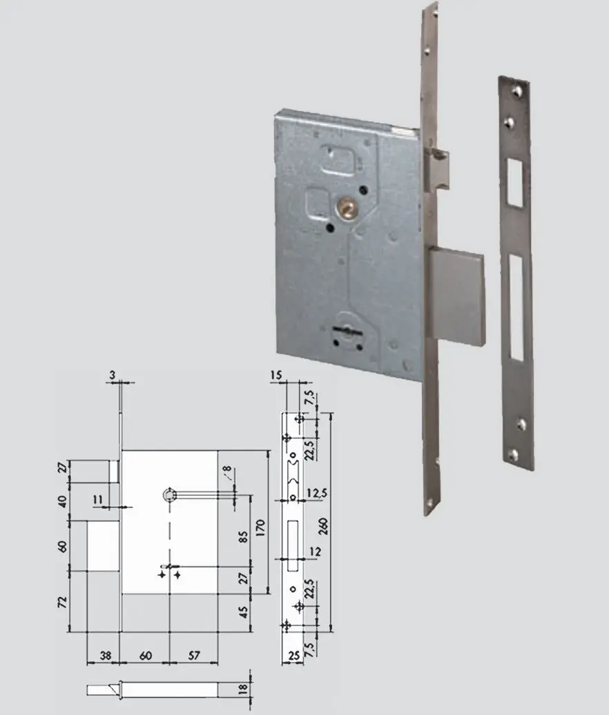 Serratura da infilare a doppia mappa cisa 57250