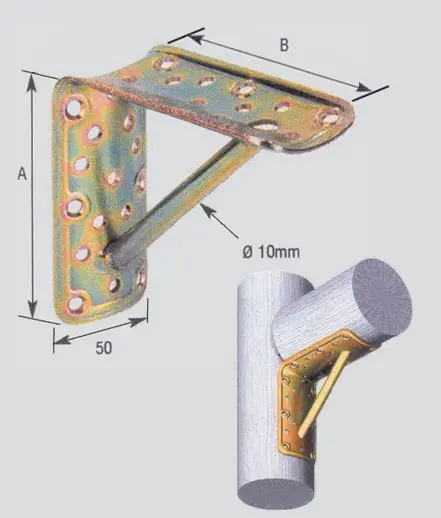 Giunzione a 90° per legno tondo con staffa a.906