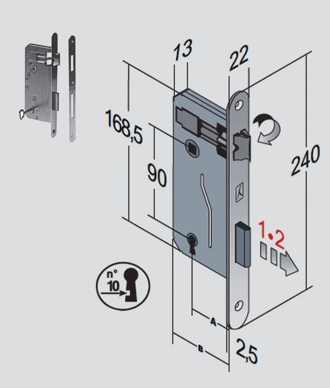 Serratura patent bordo tondo con chiave art.40t