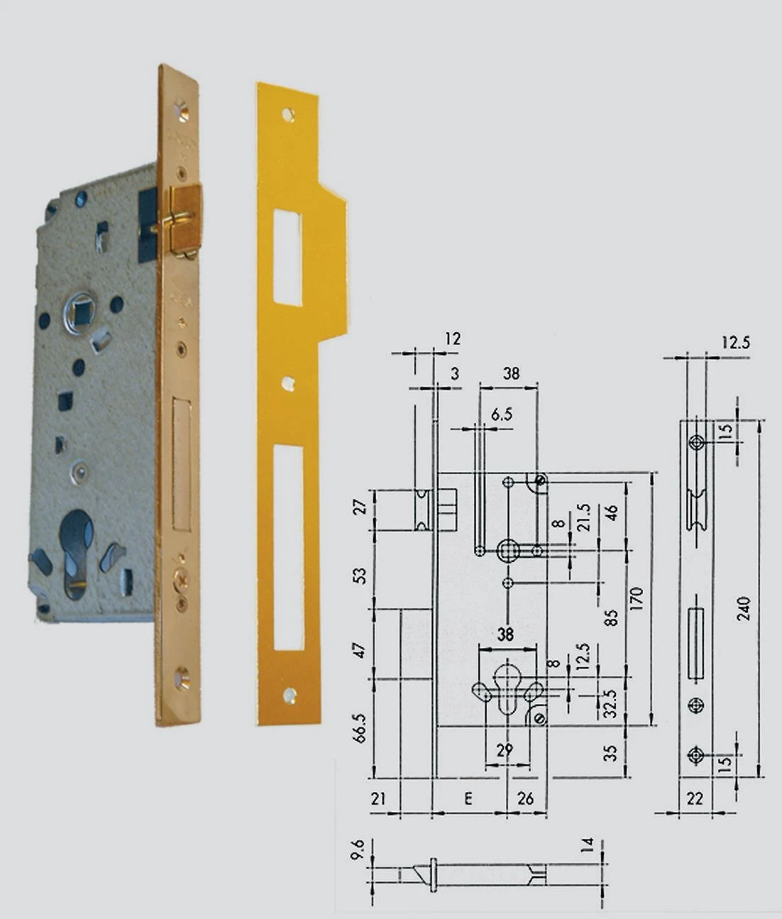 Serratura da infilare a cilindro logo cisa 5c611-631