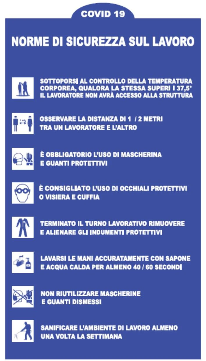 Targa cv19 norme di sicurezza sul lavoro