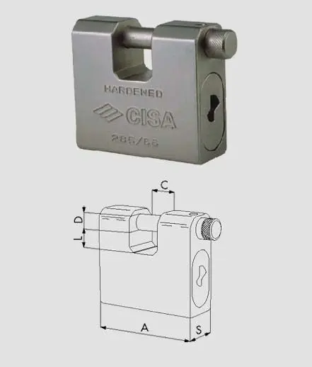 Lucchetto rettangolare in acciaio top cisa 28550