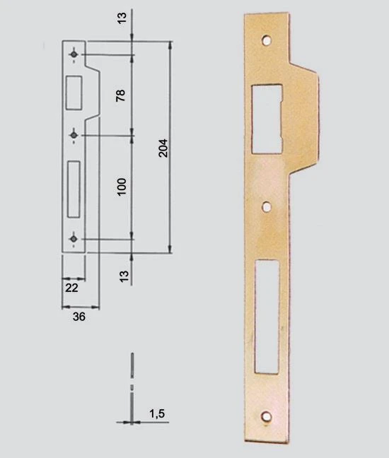 Contropiastra piana a bordo quadro con aletta iseo