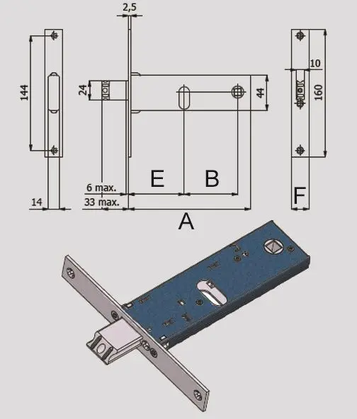 Serratura omec da infilare a.390 - a.790 - a.890