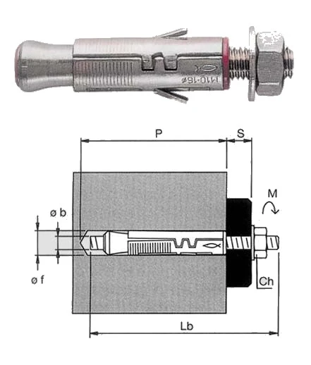Tassello ancorante acciaio  con barra fischer slm