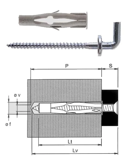 Tassello con gancio fischer fu-h – Lt: 35