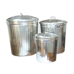Bidone zincato con coperchio